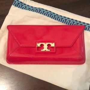 Tory Burch Bright Red Envelope Clutch